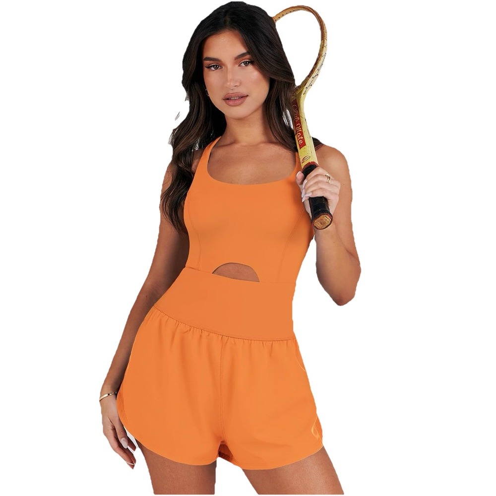 L- Anmtu Womens Jumpsuit Shorts Tank One Piece Athletic Romper Outfit Size Large